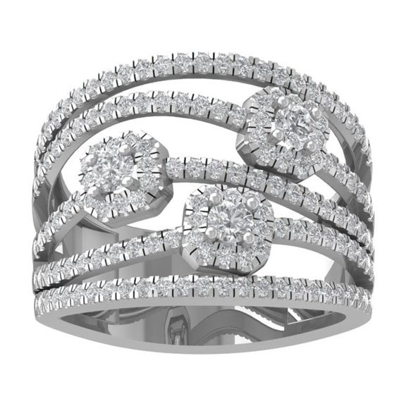 ARAIYA FINE JEWELRY 10K White Gold Round-shape Diamond Composite Ring (1/2 cttw, I2-I3 Clarity, I-J Color) Size 7