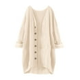 thumbnail image 3 of Women's Cardigan Fashionable And Casual Solid Color V Neck Long Sleeved Button Cardigan,Beige Women's Cardigan M, 3 of 9