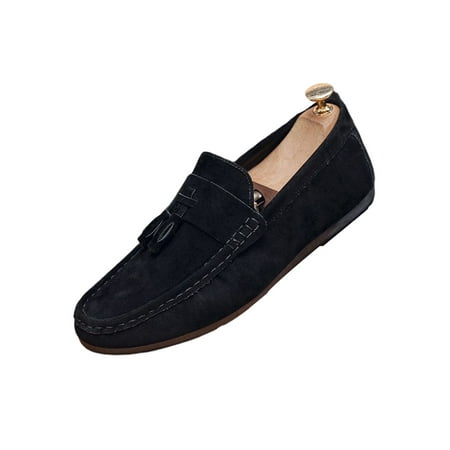

Rotosw Mens Loafers Fringe Casual Shoe Slip-ons Flats Pleated Comfort Walking Shoes Daily Breathable Moccasins Black 8.5
