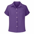 thumbnail image 2 of Gubotare Boys Short Sleeve Button Down Shirt Boys Short Sleeve Dress Shirts Button Down Solid Cotton Casual Shirt Size 15-16 (Dark Purple,15-16 Years), 2 of 4