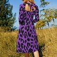 thumbnail image 5 of Purple And Black Cheetah Print Womens Summer Dress Tie Back A Line Flare Dress, 5 of 9