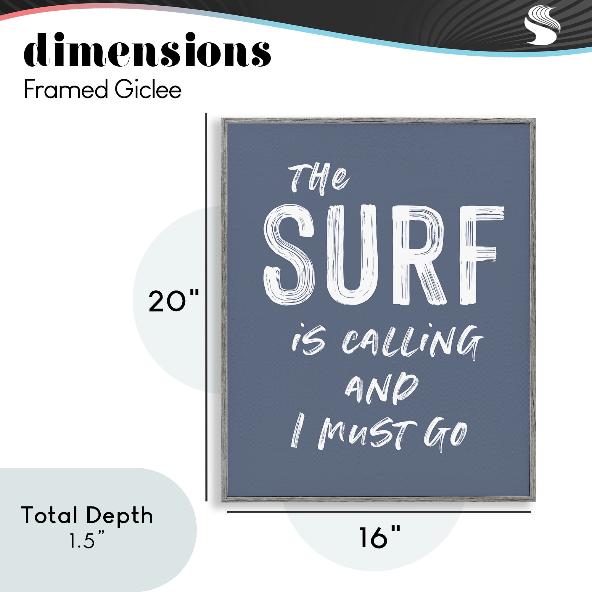 Surf Is Calling Must Go Gray Framed Giclee Art, design by Lettered and Lined