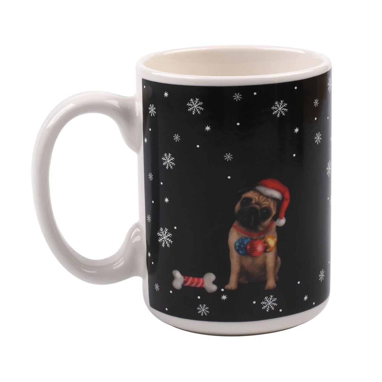 Holiday Time Tasse en céramique thermoactive - chiens et chapeau de Noël, 1 pièce Volume / Quantité : 490 ML / 16,5 OZ x 1