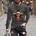 thumbnail image 2 of SERTG Men's Christmas Print Sports Shirt Long Sleeve Round Neck Casual Fashion Top Men Blouses Shirts Men's Christmas Tops(Gray,S), 2 of 5