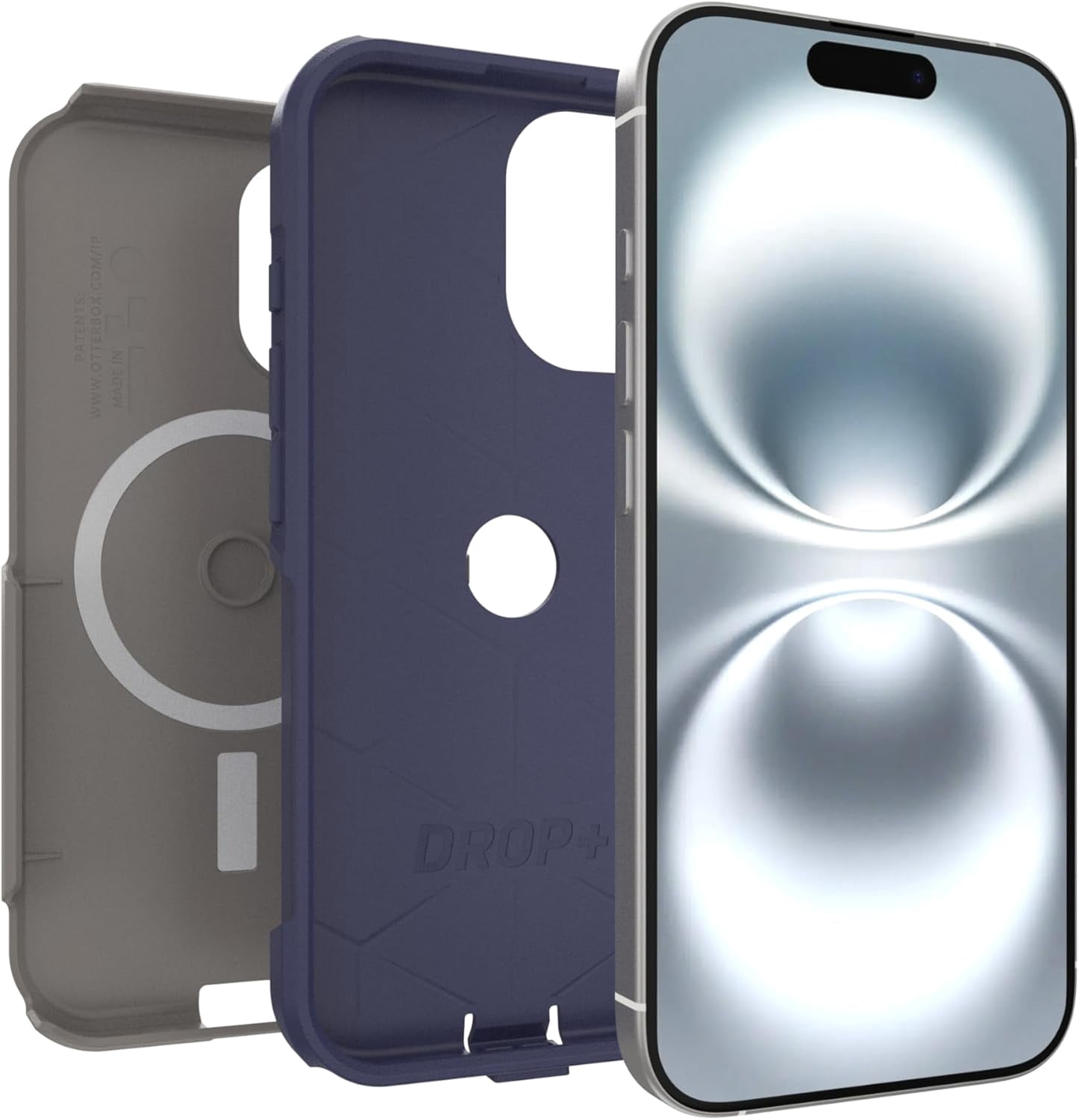 OtterBox iPhone 16 (Only) - Commuter Series MagSafe Case - Fogbound Blue (Grey & Blue) - Built-in Magnets - Slim & Tough - Pocket-Friendly - with Port Protection