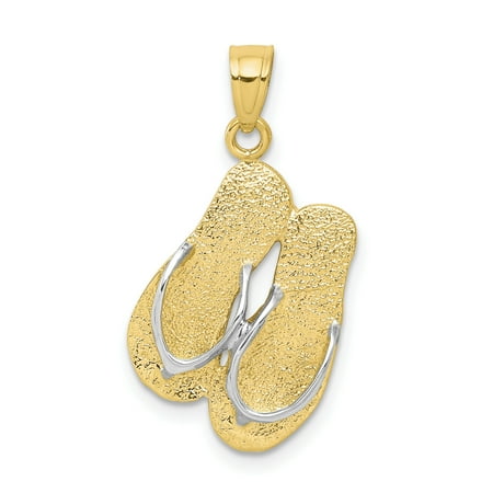 ICE CARATS 10kt Yellow Gold Flip Flops Pendant Charm Necklace Sea Shore Sal Fine Jewelry Ideal Gifts For Women Gift Set From Heart