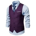 thumbnail image 3 of YODETEY Men'S Autumn Winter formal Bussiness Tuxedo Suit Waistcoat Vest Jacket Top Coat Purple M, 3 of 8