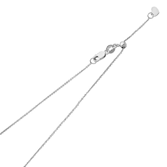 Solid 14k White Gold 1MM Adjustable Tiny Diamond-Cut Cable Chain Necklace With - 20 Inches