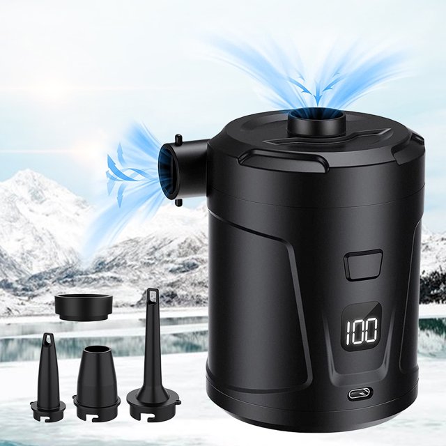 Bomba de aire eléctrico 5200mAh batería mini bomba inflador inflador USB recargable 4300PA 3 boquillas para cojines inflables camas de aire