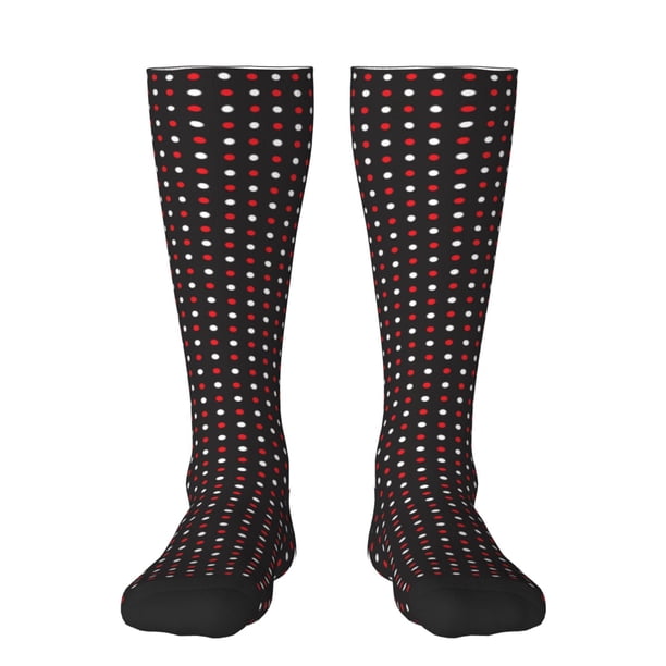 Balery Red and white polka dots Calcetines novedosos Calcetines deportivos Calcetines hasta la rodilla Calcetines de algodón Calcetines originales y geniales