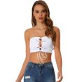 thumbnail image 1 of Camisola Y2K Allegra K entrecruzada ahuecada para fiesta club recortada chaleco de tubo blanco S, 1 of 5