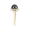 thumbnail image 3 of Angara Tahitian Cultured Pearl and Blue Diamond Ring in 14K Yellow Gold for Women | June Birthstone Jewelry for Her, 3 of 8