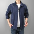 thumbnail image 2 of Razzly Men's Casual Jackets Breathable Male Solid Color Hoodless Stand Collar Long Sleeve Track Jacket Thin Design for Active(Dark Blue,4XL), 2 of 5