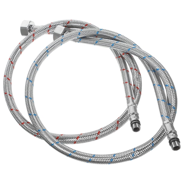 EeaseMX Manguera de agua potable de acero inoxidable, flexible y resistente, conector de entrada para grifo de agua caliente y fría, para fregadero de cocina, baño y hogar (80 cm)