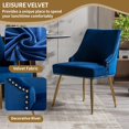 thumbnail image 4 of KCC Velvet Dining Room Chairs Set of 4 Nailhead Back Ring Pull Trim with Gold Legs for Kitchen Living Room(Blue), 4 of 19