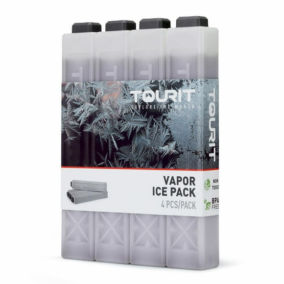 Pack de 4 paquetes de hielo TOURIT Vapor, reutilizables y de larga duración