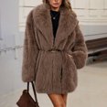 thumbnail image 5 of Miqool Women's Faux Fur Coat Lapel Collar Long Sleeve Warm Winter Coat with Pockets and Belted, 5 of 8