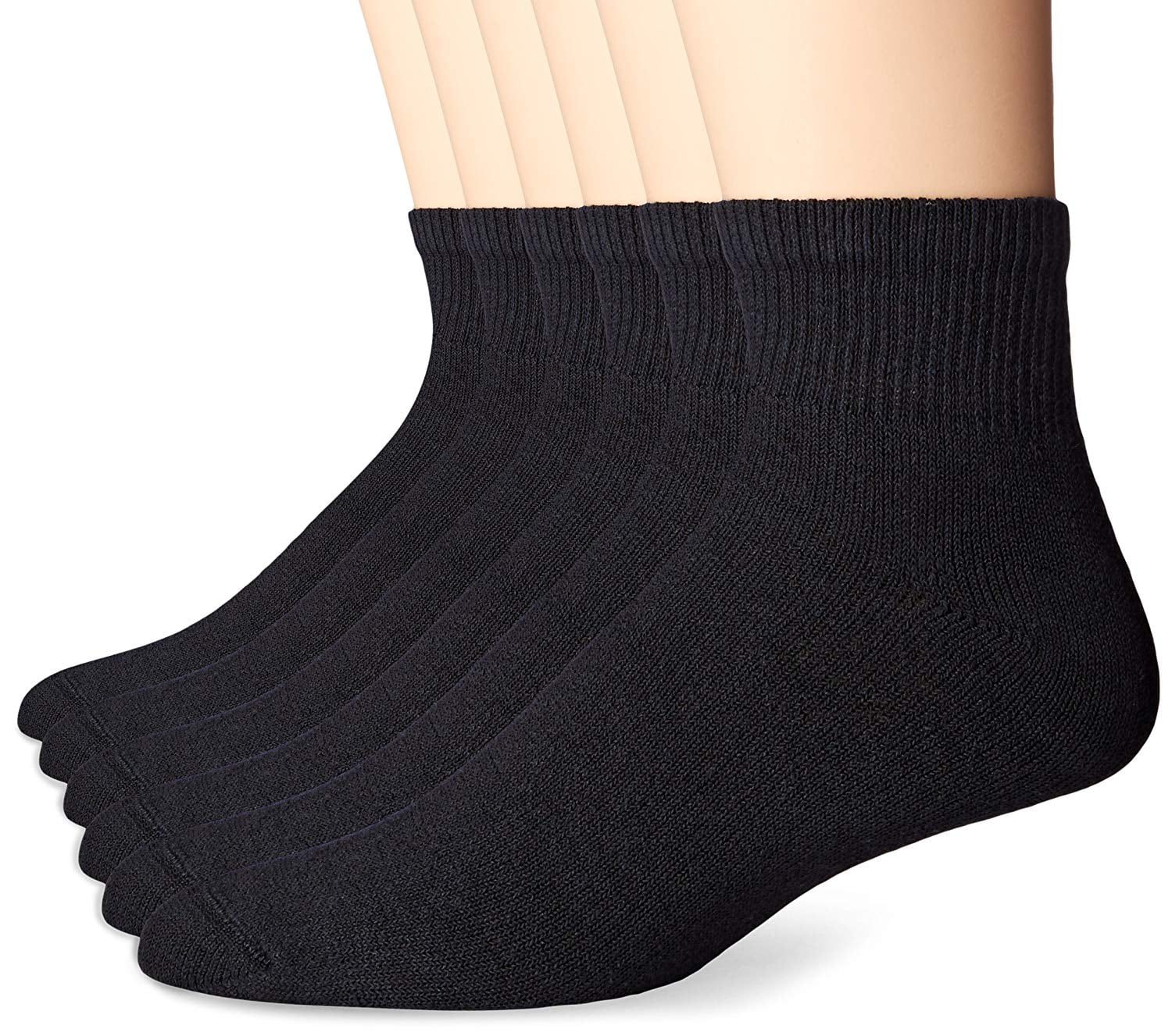 Hanes - Men's Full Cushion Socks Ankle Black, 6-12-Black (6 Pairs ...