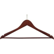 Flat Anti-Theft Sui Hanger with Walnut Finish and P-Nail, (Box of 50) Security Hangers with Solid Wood Bar for Retail and Hospitality