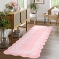 thumbnail image 3 of Funslane 2' x 6' Washable Scalloped Runner Rug, Modern Neutral Farmhouse Floor Carpet, for Entryway Bedroom Kitchen, Pink, 3 of 9