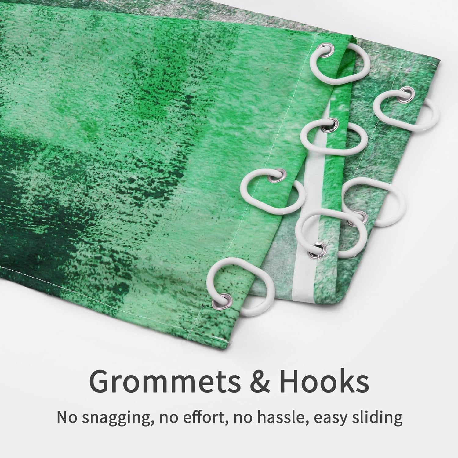 Emerald Green Shower Curtains with Hooks, Abstract Ombre Shower Curtain for Dark Green Bathroom Decor, Vintage Country Grunge Style, Paint Brush Bathtub Decor, 72 x 72