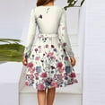 thumbnail image 4 of Xyxonk Work Dresses for Women 2025 Formal Long Sleeve Teacher Dress Fall Empire Waist a Line Dress Business V Neck Floral Print Dresses Pink S, 4 of 4
