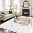thumbnail image 2 of Easter Bunny Area Rugs 5'x8', Washable Small Throw Rugs for Classroom Bedroom, 3D Optical Illusion Farmhouse Flower Wood Grain Indoor Outdoor Rug Non-Slip Low Pile Carpet Runner Reversible Floor Mats, 2 of 8