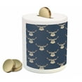 thumbnail image 2 of Deer Piggy Bank, Hipster Inspired Antlers Glasses Mustaches Funny Animal Pattern Woodland Vintage, Ceramic Coin Bank Money Box for Cash Saving, 3.6" X 3.2", Slate Blue Tan, by Ambesonne, 2 of 4