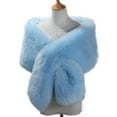 thumbnail image 1 of Women's Faux Shawl Wrap Cape For Bridal Wedding Blue Artificial Wool, 1 of 2