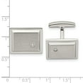 thumbnail image 3 of Stainless Steel Brushed and Polished CZ Rectangle Cuff Links, 3 of 7