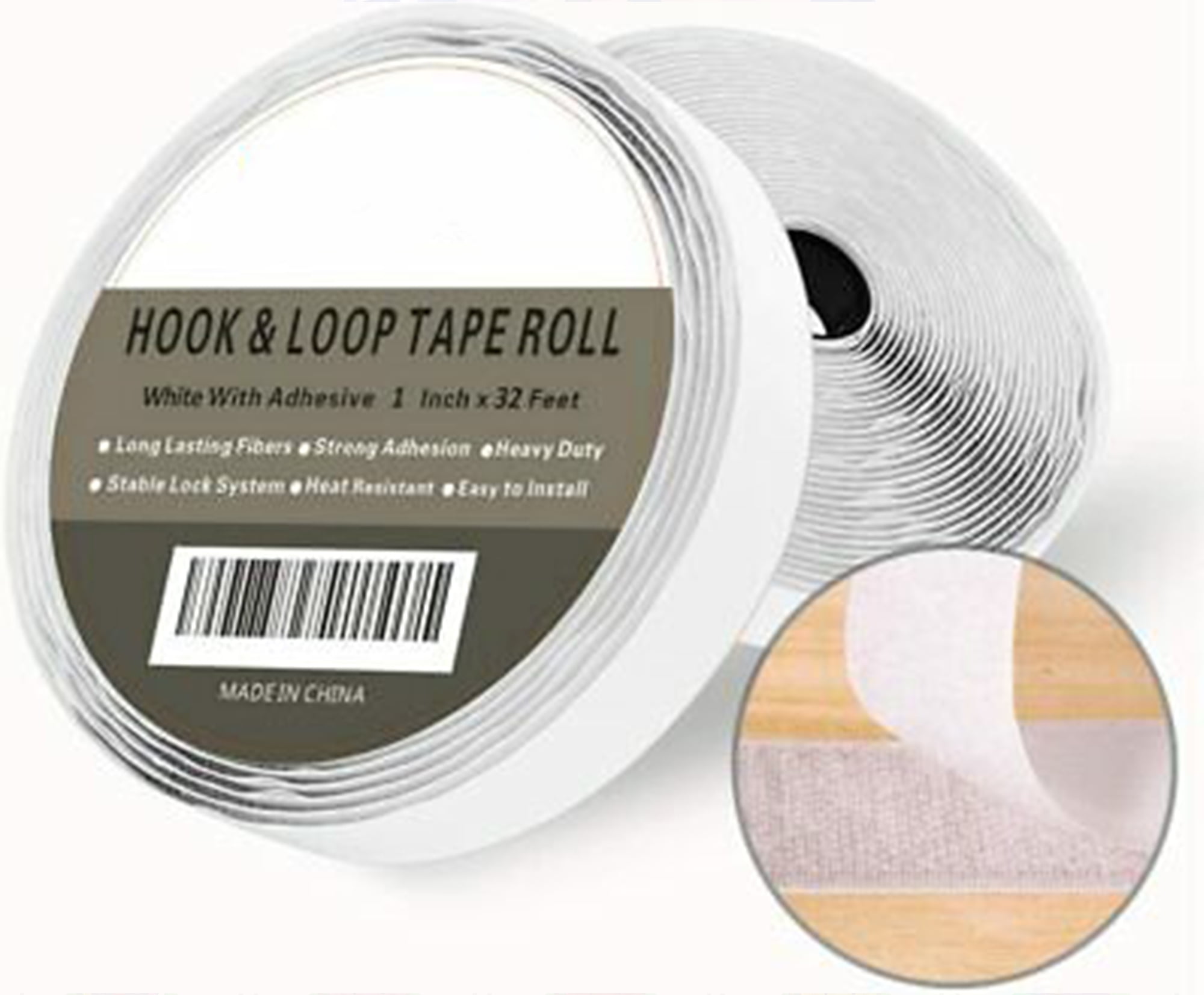 Sticky White Hook and Loop Tape Roll 26 Feet White Sticky Back Fastening Tape Width - 0.8inch Double Sided Removable Hanging Strips for Indoor Outdoor Home School Office Self Adhesive Tape 