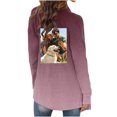 thumbnail image 5 of Idoravan Off Clear Cardigans for Women Trendy Summer and Spring Fashion Women Customer Customization Printing Long Sleeve T-shirt Pullover Round-Neck Blouse Wine M, 5 of 8