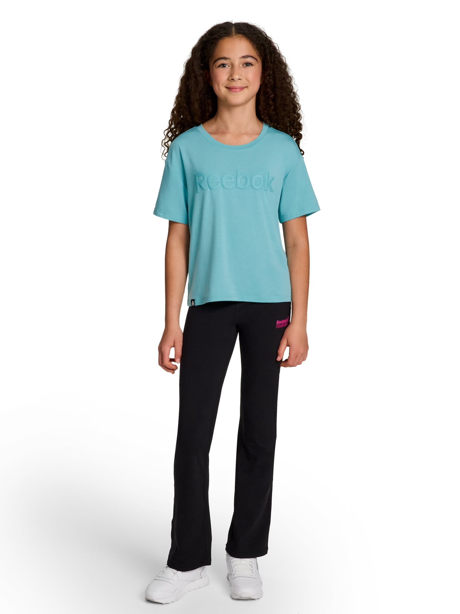 Reebok Girls Relay Slinky Jersey Cropped Short Sleeve T-Shirt, Sizes 4-18