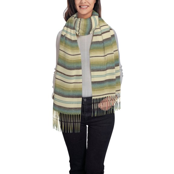 Rateoe Colourful stripes Printed Women's Traditional Scarf Wrap Tassel Shawl Fringes Neck Head Shawl Retro Scarf