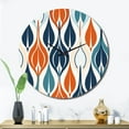 thumbnail image 3 of Designart "Botanical Symphony in Orange and Blue I" Abstract Oversized Wall Clock, 3 of 5