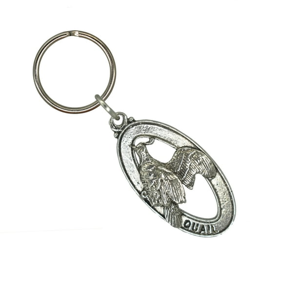 Quail Keychain, California, Montana, Birds, Bird, B031KC, Key Fob, Key Ring, Keys, Zipper Pull, Luggage Tag, Pewter, Backpack, Over 300 Keychains Designs, Handmade in the USA