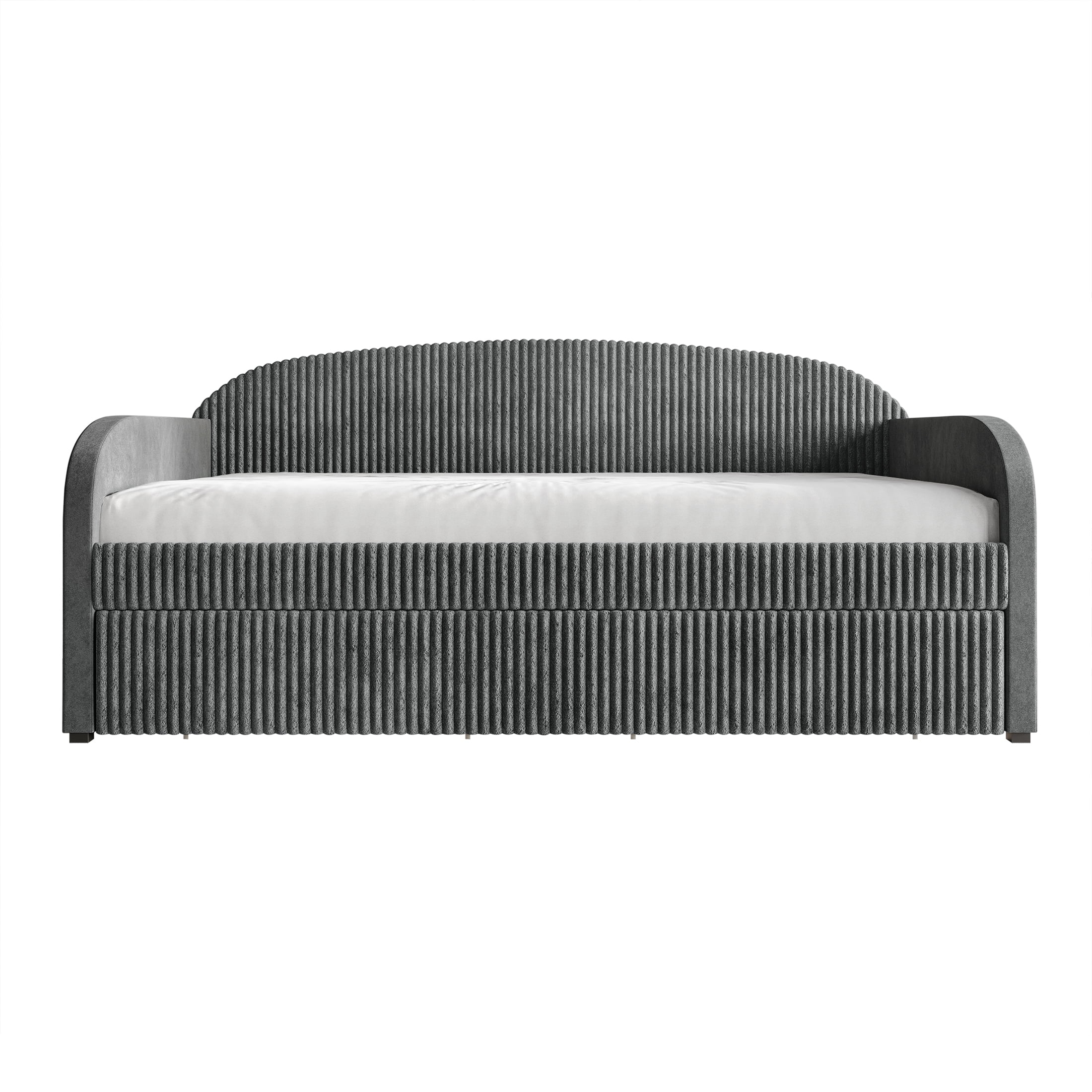 Castle Place Corduroy Luxe Twin Daybed with 2 Storage Drawers, Grey