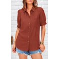 thumbnail image 3 of Camisa PRETTYGARDEN para mujer, cuello en V, cuello en V, manga corta, 3 of 6