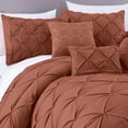 thumbnail image 3 of Chezmoi Collection Sydney 7-Piece Pinch Pleat Comforter Set, Lightweight Pintuck Bedding for All Season, King, Terracotta, 3 of 9