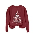 thumbnail image 4 of Red Womens Fashion Hoodies & Sweatshirts Women's Oh Holy Night Print Casual Sweatshirt Fall Trendy Outfits, 4 of 4