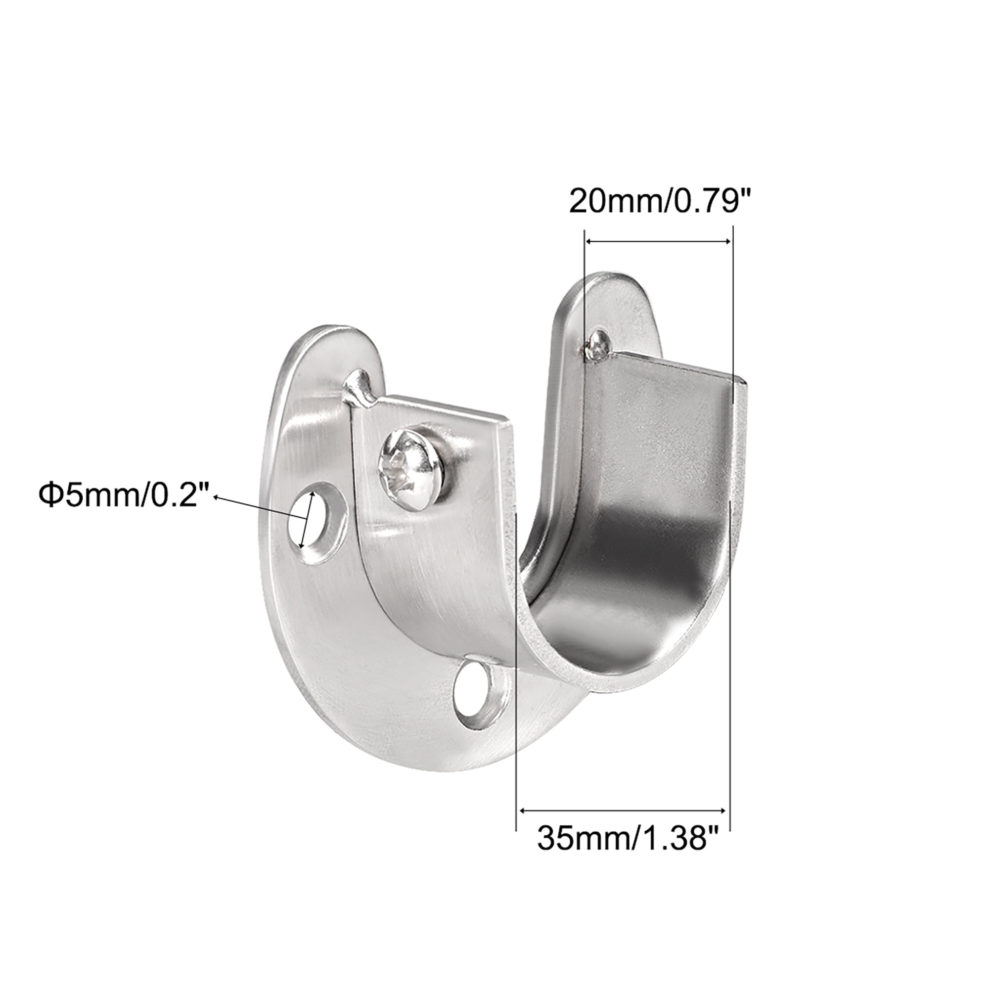 Uxcell 1.26'' Dia Closet Rod End Supports Pole Sockets Flange Rod Holder w Screws   (U-Shaped)  Stainless Steel  8 Packs