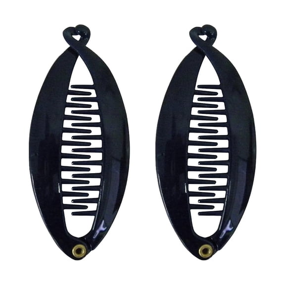 Set of Two Navy 3.5 inch Mini Banana Clip Hair Clincher for Adult Females