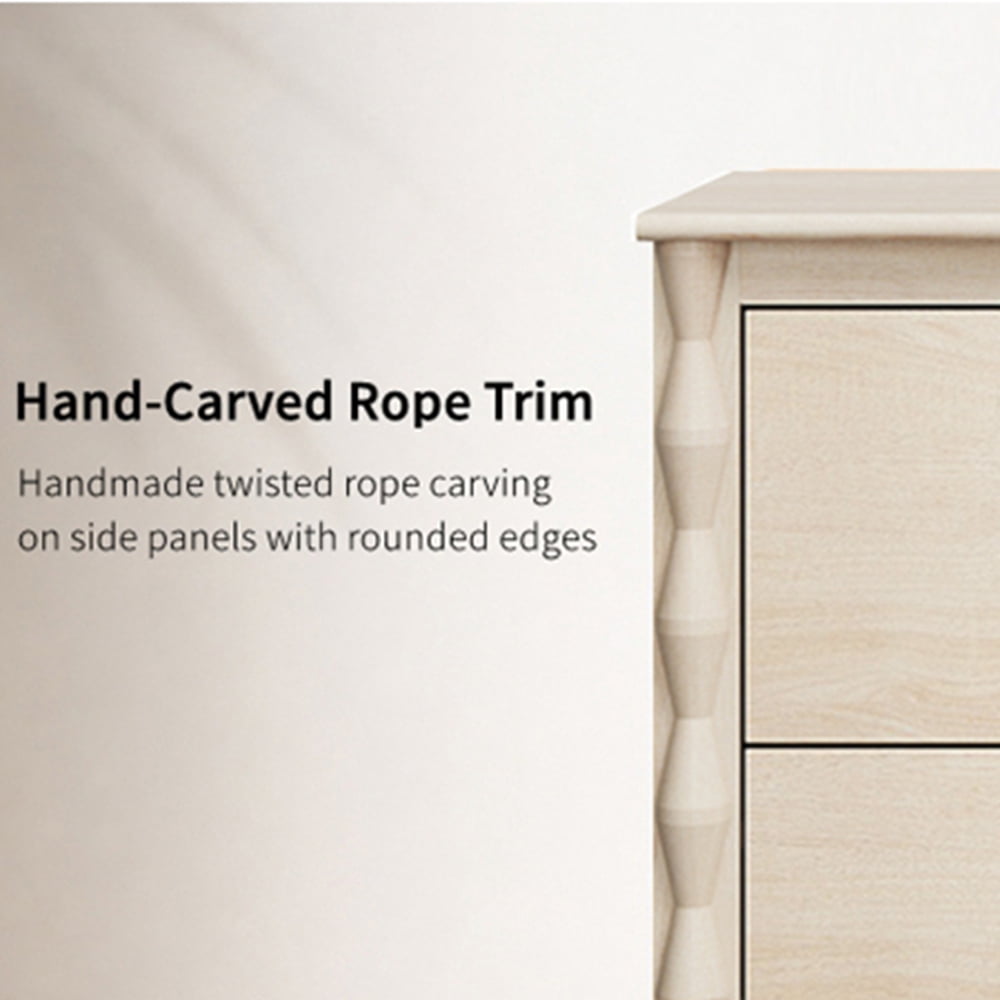 PRE-ASSEMBLED Drawer Glides & Anti-Tip Kit 6 Drawer Dresser for Bedroom，Natural