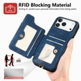thumbnail image 5 of for iPhone 17 Pro Phone Case Wallet with Card Holder,PU Leather Flip Folio Case,RFID Blocking Ring Holder Kickstand Wrist Strap Magnetic Protective Women Men Cover,Blue,For iPhone 17 Pro, 5 of 11