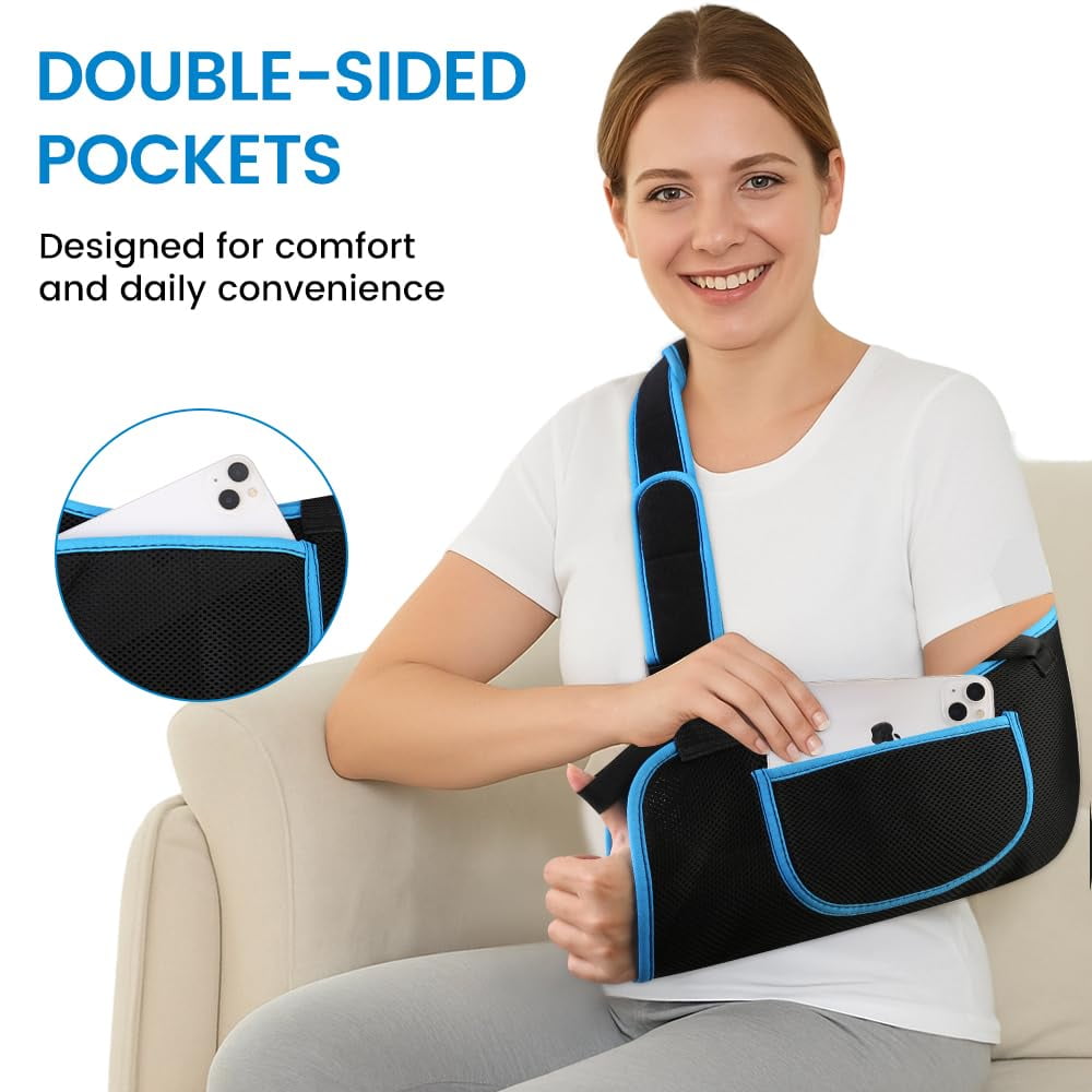 Hemvt Arm Sling Shoulder Immobilizer for Men & Women, Adjustable Rotator Cuff Support Brace for Elbow/Wrist Injury, Fits Left or Right Arm, Forearm Fracture, Post-Surgery Recovery
