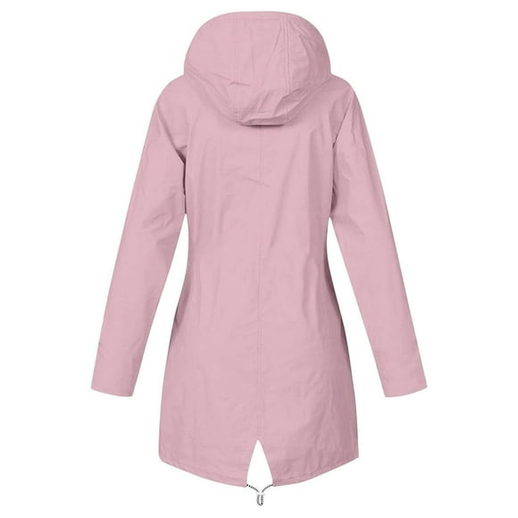 LMKIHUSA Womens Waterproof Trench Coat Casual Outdoor Hiking Travel Trench Coats Solid Color Softshell Windbreaker Striped Pockets Lightweight Jackets Pink,M
