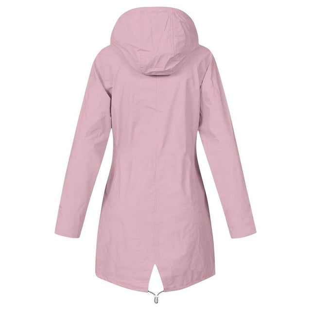 YUGYXL Imperméable à Capuche Décontracté pour Femmes Léger Ajustable avec Cordon de Serrage Extérieur Randonnée Cyclisme Coupe-Vent Offres du Jour Rose,L