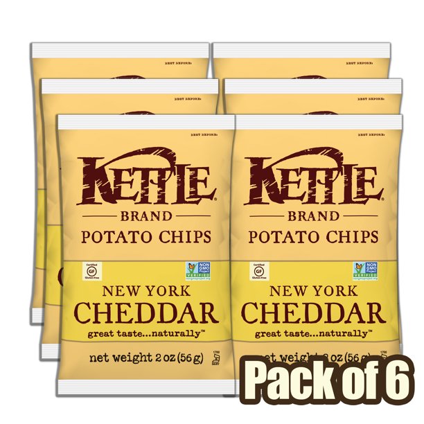 Kettle Brand New York Cheddar, Multipack of Potato Chips, 2 Oz, 6 Ct