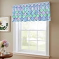 thumbnail image 6 of 2 Pack Mermaid Tail Backdrop Valance for Window Fish Scale Kitchen Valance Rod Pocket Short Curtain Topper Decorative Window Treatment for Living Room Bedroom 60"x18", 6 of 8