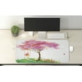 thumbnail image 2 of Spring Computer Mouse Pad, Spring Blossoming Tree and Dreaming Girl on Swing Chilhood Memories Watercolor Art, Rectangle Non-Slip Rubber Mousepad X-Large, 35" x 15", Multicolor, by Ambesonne, 2 of 2